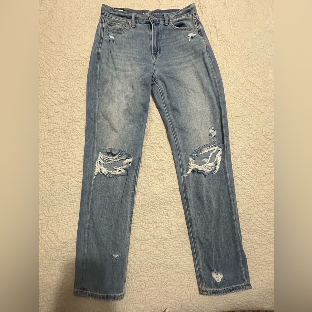 American Eagle Ripped High Rise Mom Jeans